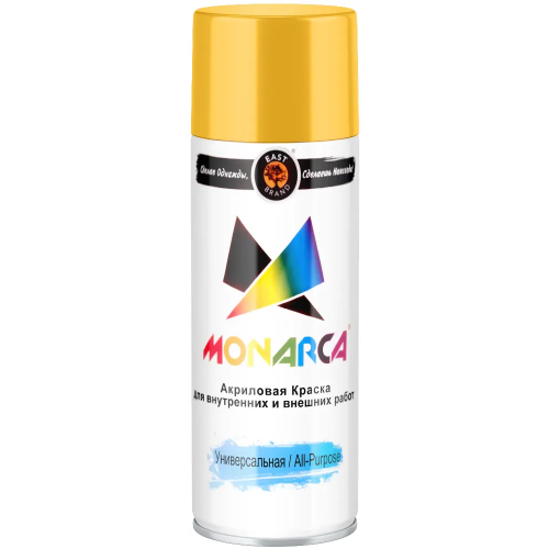 Акриловая краска аэрозольная универсальная East Brand Monarca 520 мл сигнальная желтая RAL 1003 глянцевая