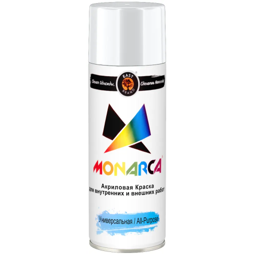Акриловая краска аэрозольная универсальная East Brand Monarca 520 мл белая RAL 9003 глянцевая