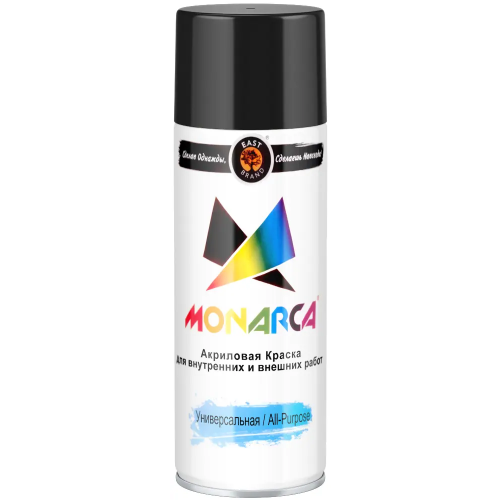 Акриловая краска аэрозольная универсальная East Brand Monarca 520 мл черная RAL 9005 глянцевая