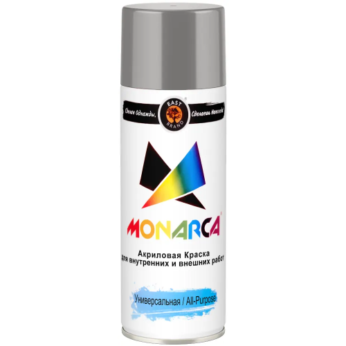 Акриловая краска аэрозольная универсальная East Brand Monarca 520 мл белый алюминий RAL 9006 глянцевая