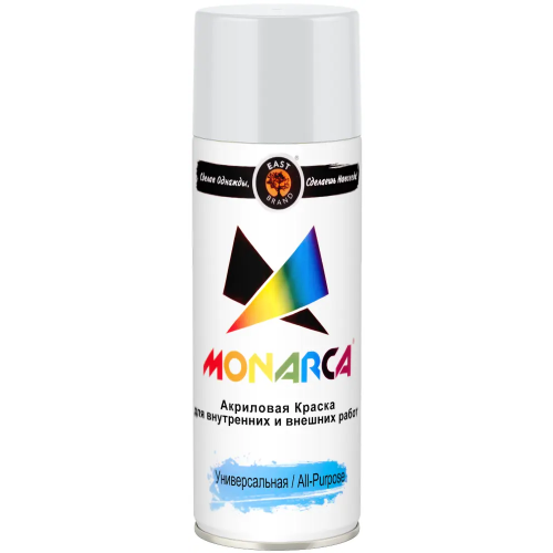 Акриловая краска аэрозольная универсальная East Brand Monarca 520 мл белая RAL 9003 матовая