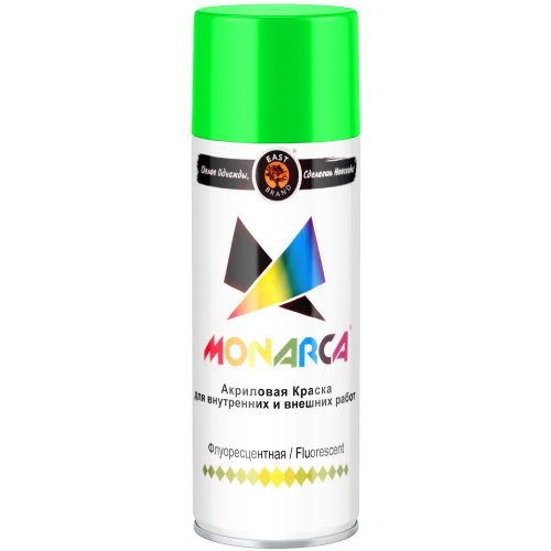 Акриловая краска аэрозольная флуоресцентная East Brand Monarca 520 мл зеленая