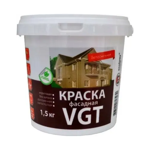 Краска акриловая фасадная ВГТ ВД АК 1180 1.5 кг белоснежная
