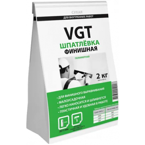 Шпатлевка финишная полимерная сухая ВГТ 2 кг