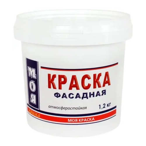 Краска фасадная атмосферостойкая Моя Краска Моя 1.2 кг белая неморозостойкая