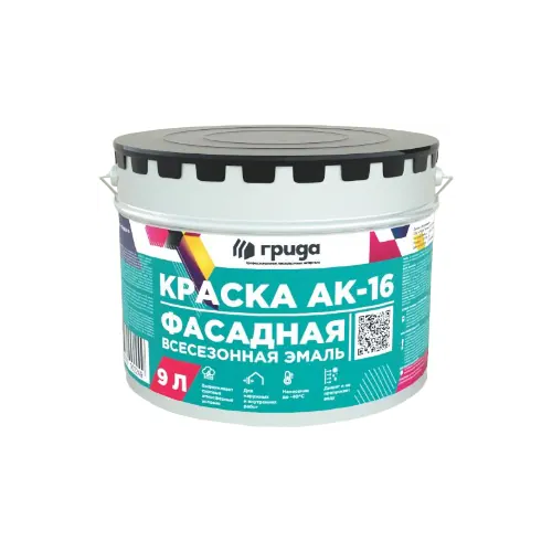 Краска фасадная всесезонная Грида АК 16 12.6 кг белая
