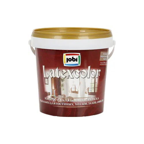 Износостойкая моющаяся краска гладкая интерьерная Jobi Latexcolor 900 мл бесцветная база C морозостойкая