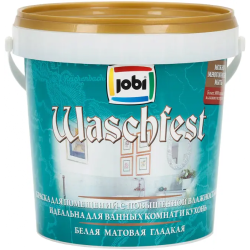 Краска для помещений с повышенной влажностью акриловая Jobi Waschfest 900 мл бесцветная база C морозостойкая