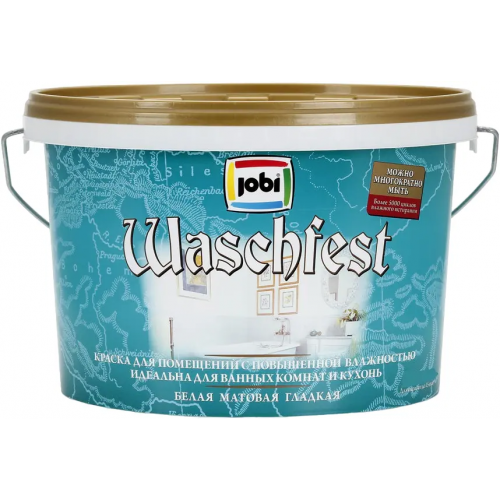 Краска для помещений с повышенной влажностью акриловая Jobi Waschfest 2.25 л бесцветная база C морозостойкая