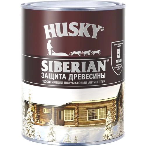 Защита древесины лессирующий антисептик Хаски Siberian 2.7 л красное дерево