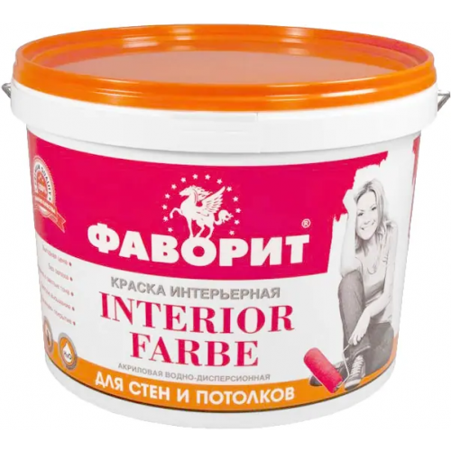 Краска интерьерная акриловая водно дисперсионная Фаворит ВД АК 20 И 1 Interior Farbe 3 кг супербелая
