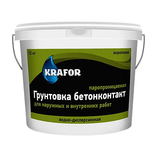 Грунтовка водно дисперсионная с кварцевым наполнителем Крафор Бетон контакт 12 кг