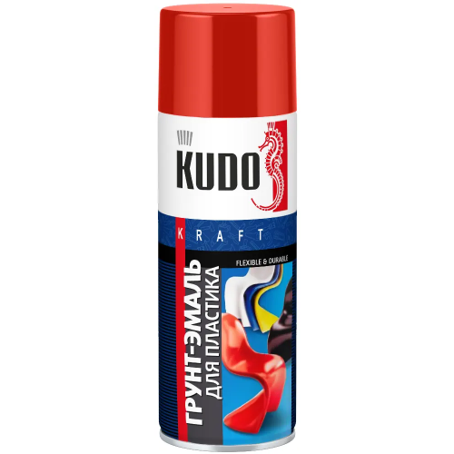 Грунт эмаль для пластика Kudo Kraft Flexible & Durable 520 мл красная