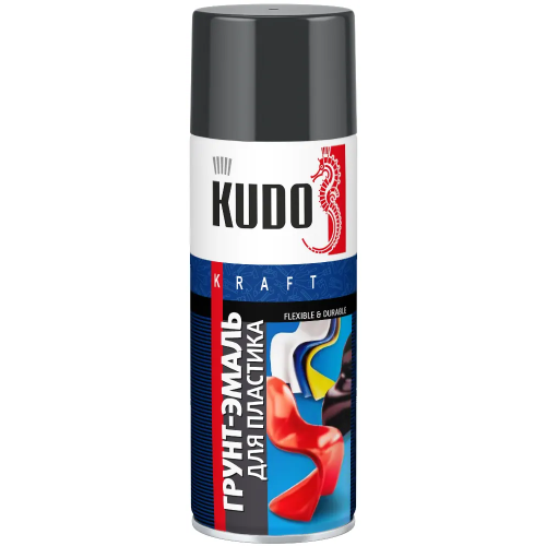 Грунт эмаль для пластика Kudo Kraft Flexible & Durable 520 мл графит