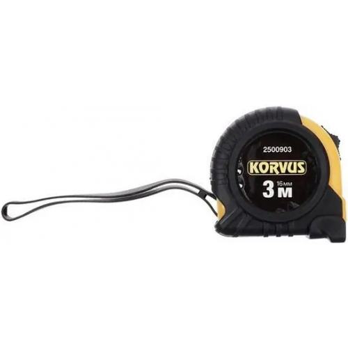 Рулетка Korvus 3 м*16 мм обрезиненный пластик