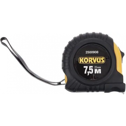 Рулетка Korvus 7.5 м*25 мм обрезиненный пластик