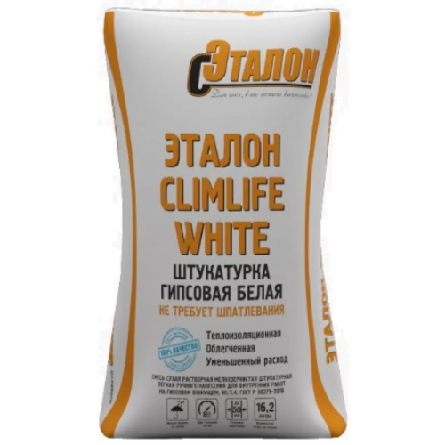 Штукатурка гипсовая не требует шпатлевания Эталон Climlife White 30 кг
