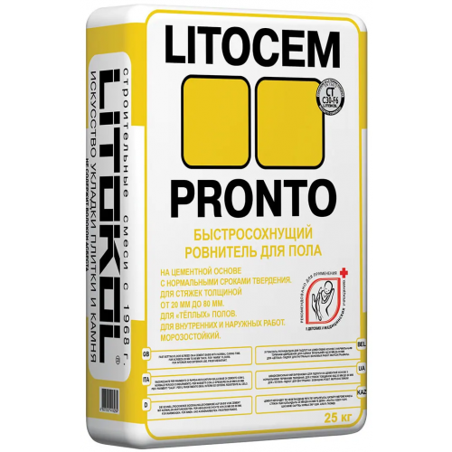 Быстросохнущий ровнитель для пола Литокол Litocem Pronto 25 кг