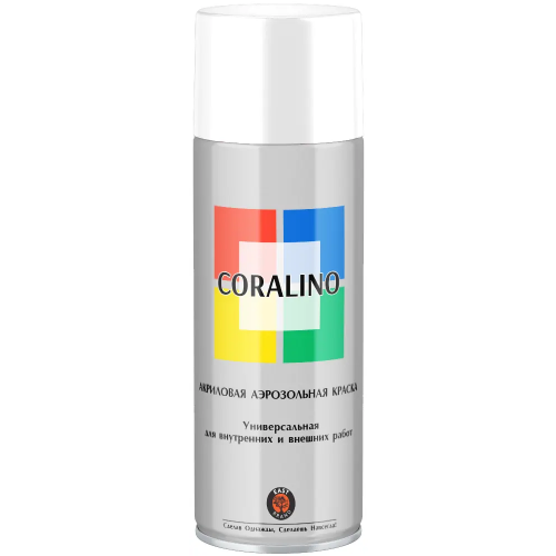 Акриловая аэрозольная краска универсальная East Brand Coralino 520 мл белая RAL 9003 матовая