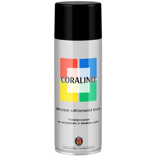 Акриловая аэрозольная краска универсальная East Brand Coralino 520 мл черная RAL 9005 матовая