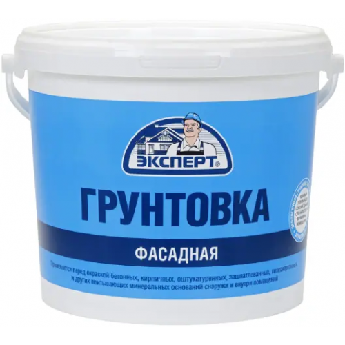 Акриловая фасадная грунтовка для внутренних и наружных работ Эксперт Фасадная 5 кг неморозостойкая