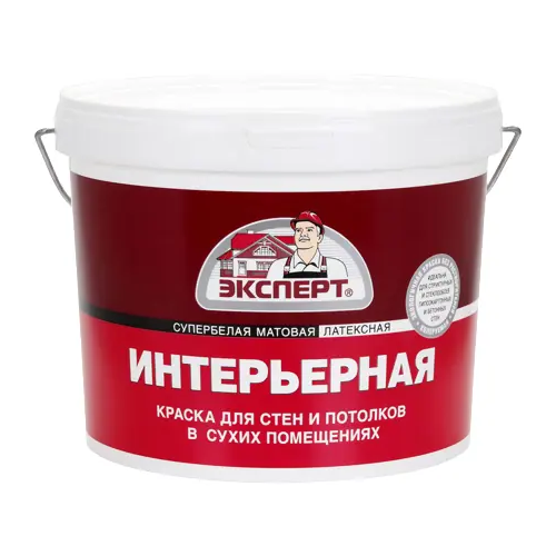 Супербелая водоэмульсионная латексная краска Эксперт Интерьерная 7 кг супербелая до 30°С