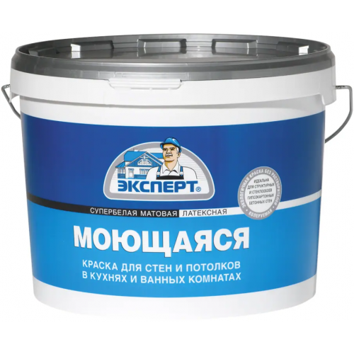Супербелая водоэмульсионная латексная краска Эксперт Моющаяся 14 кг супербелая неморозостойкая
