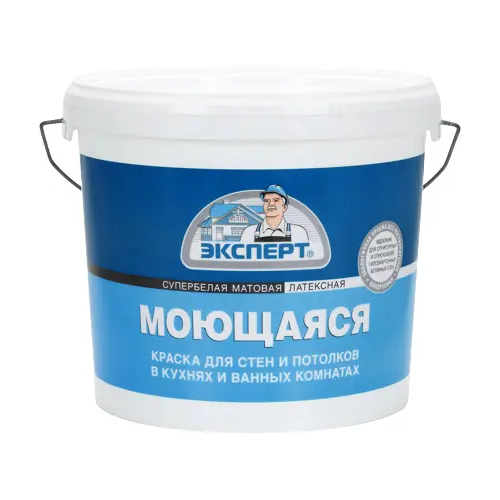 Супербелая водоэмульсионная латексная краска Эксперт Моющаяся 7 кг супербелая до 20°С