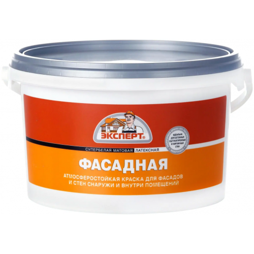 Супербелая латексная атмосферостойкая краска Эксперт Фасадная 14 кг супербелая неморозостойкая