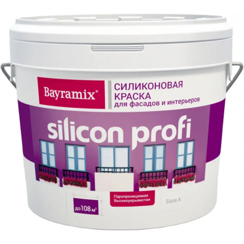 Силиконовая краска для фасадов Bayramix Silicon Profi 9 л бесцветная