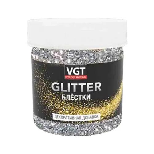 Блестки декоративная добавка ВГТ Glitter 50 г серебро