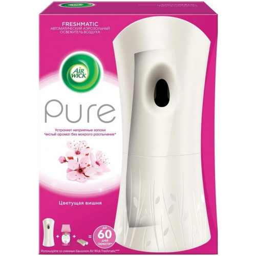 Автоматический аэрозольный освежитель воздуха с баллоном Air Wick Freshmatic Pure Цветущая Вишня 250 мл 1 диспенсер + 1 сменный баллон + 2