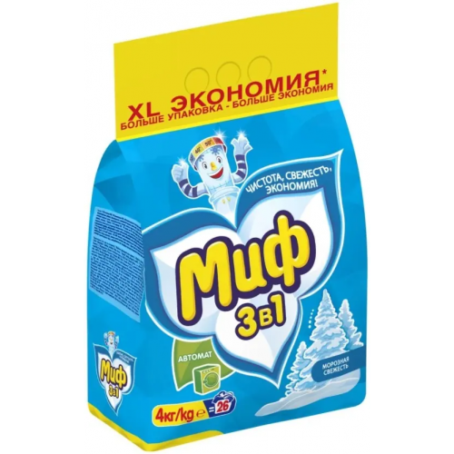 Стиральный порошок Миф Морозная Свежесть 4 кг автоматическая