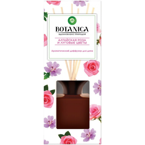 Диффузор ароматический с деревянными палочками Air Wick Botanica Алтайская Роза и Луговые Цветы 80 мл 1 диффузор + палочки