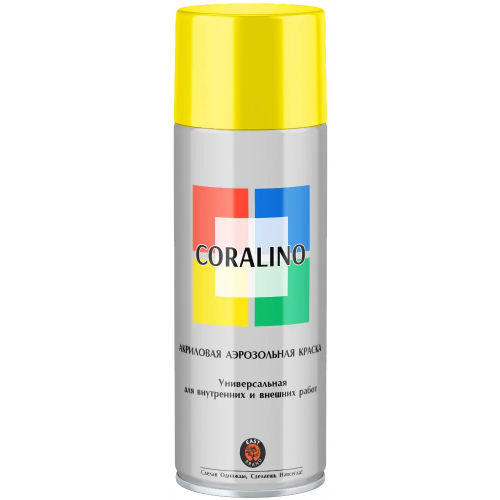 Акриловая аэрозольная краска универсальная East Brand Coralino 520 мл цинково желтая RAL 1018 глянцевая