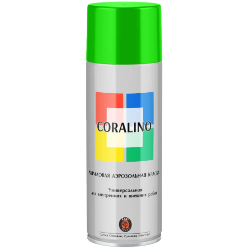 Акриловая аэрозольная краска универсальная East Brand Coralino 520 мл желто зеленая RAL 6018 матовая