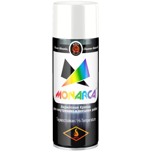 Акриловая краска аэрозольная термостойкая East Brand Monarca 520 мл белая