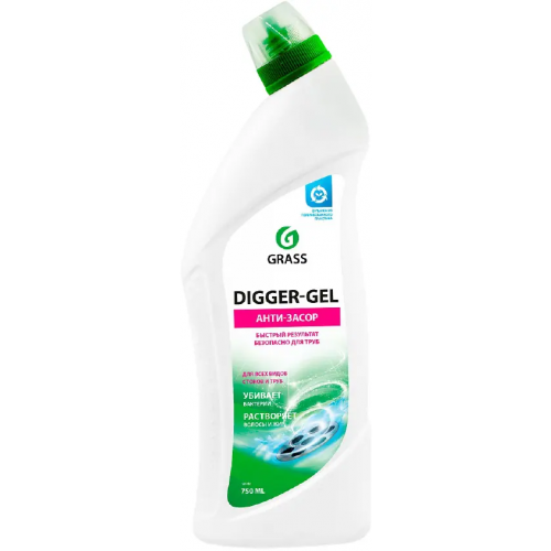Средство щелочное для прочистки канализационных труб Grass Digger Gel Антизасор 750 мл