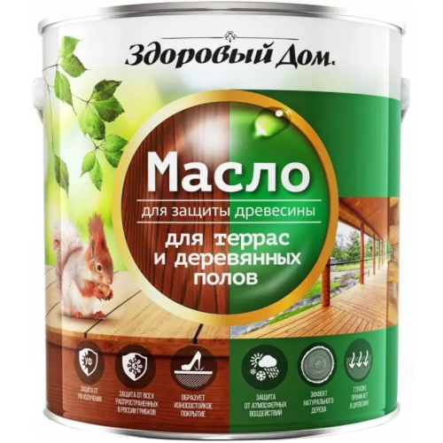 Масло для защиты древесины Здоровый Дом 1.8 л орех