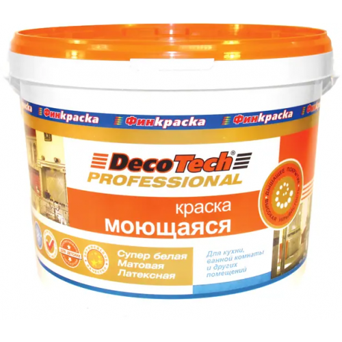 Краска моющаяся латексная Decotech Professional 10 л белая