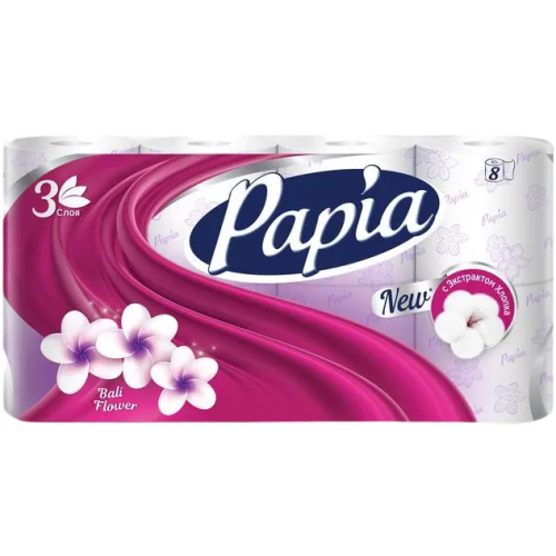 Бумага туалетная Papia Bali Flower 8 рулонов в упаковке