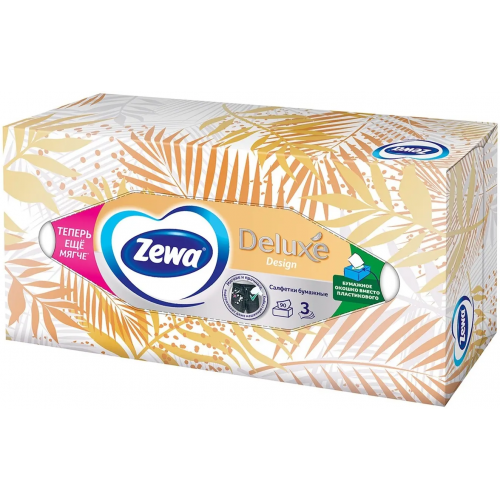 Салфетки бумажные косметические Zewa Deluxe Design 90 салфеток в пачке