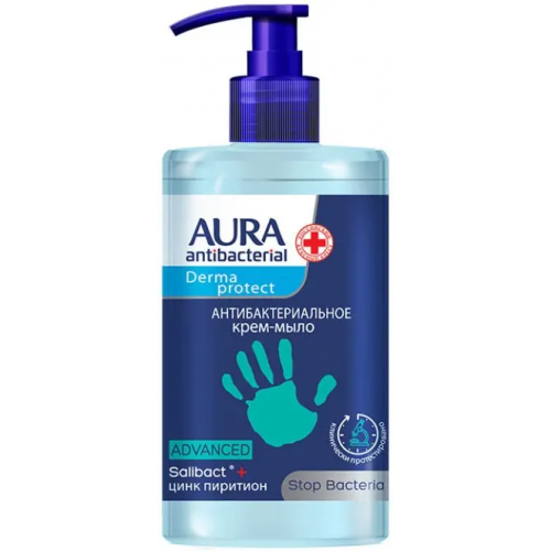 Крем мыло антибактериальное Aura Antibacterial Derma Protect 500 мл