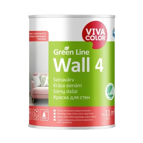 Краска для стен Vivacolor Green Line Wall 4 900 мл белая