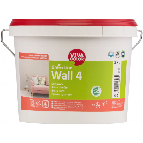 Краска для стен Vivacolor Green Line Wall 4 2.7 л бесцветная