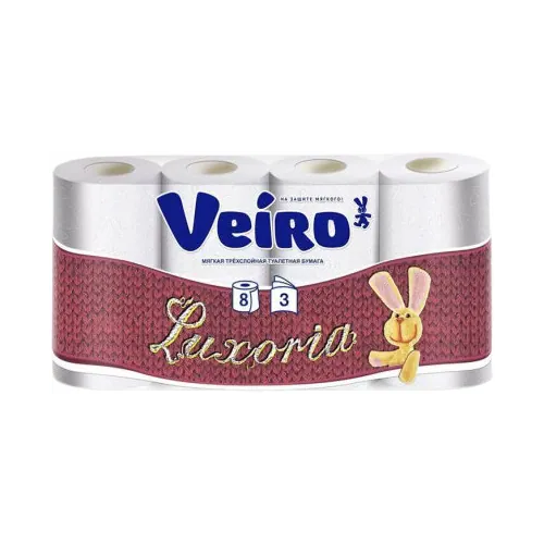 Бумага туалетная Veiro Luxoria 8 рулонов в упаковке