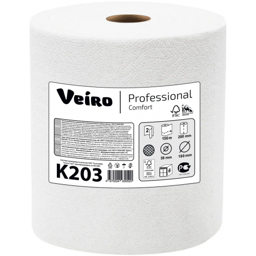 Полотенца бумажные в рулонах Veiro Professional Comfort 12.5 м 107 мм белые