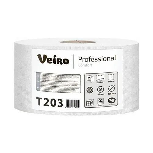 Бумага туалетная в средних рулонах Veiro Professional Comfort 1 рулон 2 слоя 200 м