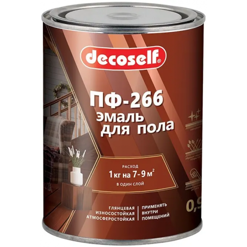 Эмаль для пола Пуфас Decoself ПФ 266 900 мл красно коричневая