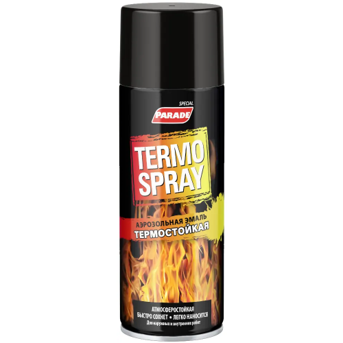 Аэрозольная эмаль термостойкая Parade Termo Spray 520 мл черная